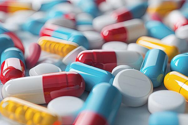 Viele verschiedenfarbige Pillen und Tabletten - Polypharmazie